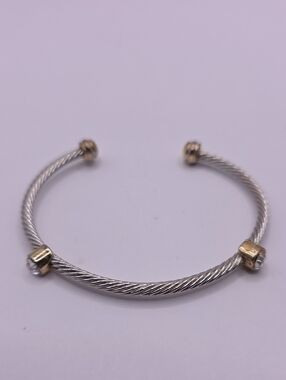 5/$25 Two-Tone Cable Bracelet with Clear Crystal Accents